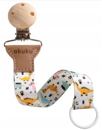 Retiazka na cumlík s klipom Akuku, Mačička, žltá, biela