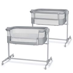 Prístavná postieľka 2v1 Kinderkraft NESTE UP 2 Light Grey s matracom