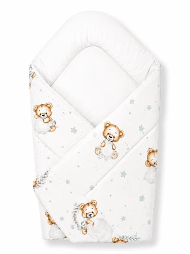 Detská zavinovačka Baby Nellys pre bábätko Classic Sleepy Teddy, biela (1)