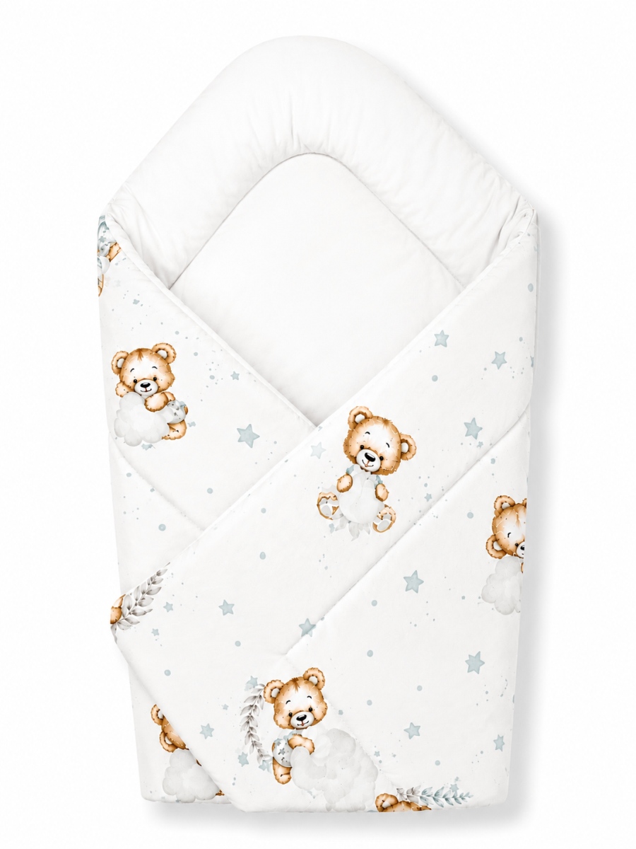 Detská zavinovačka Baby Nellys pre bábätko Klasik Sleep Teddy, biela