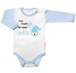Body dlouhý rukáv s vtipným textem Baby Nellys, Keď nespím ja, tak nespí nikto, kluk Body dlouhý rukáv s vtipným textem Baby Nellys, Keď nespím ja, tak nespí nikto, kluk