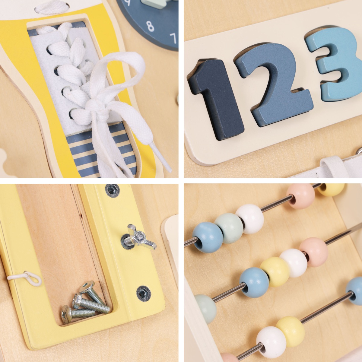 Veľká drevená Montessori senzorická tabuľa pre deti, vzdelávací panel XL