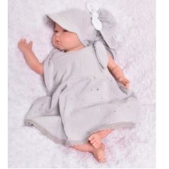 Baby Nellys Letní lehoučké mušelínové šaty Summer Stars - šedé (2)