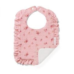 Mušelínový podbradník s volánikom, nepremovaný ružový, BabyOno (1)