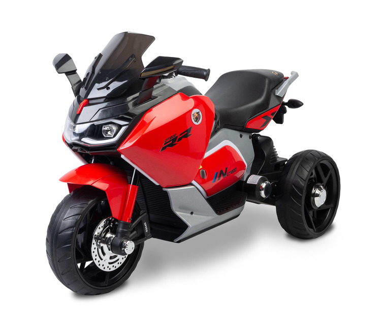 Elektrická trojkolka pre deti TOYZ – 2 motory, LED, USB, červená