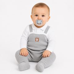 2-dílná soupravička Star, body dl. rukáv + pletené dupačky, šedé 2-dílná soupravička Star, body dl. rukáv + pletené dupačky, šedé
