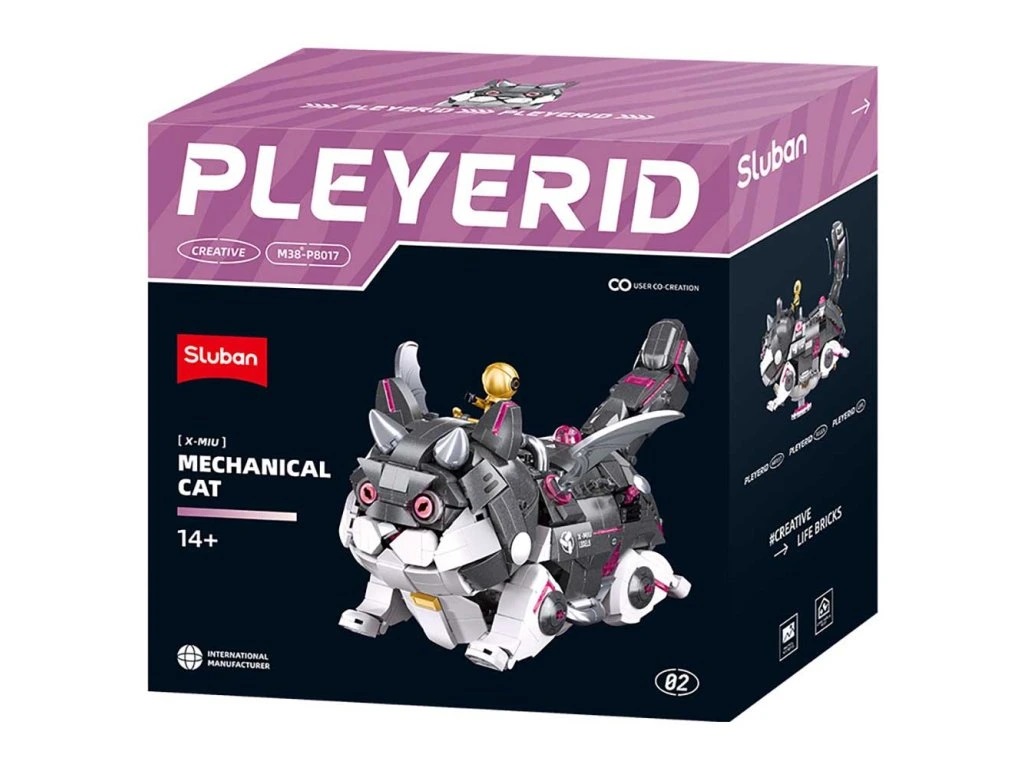 Sluban Pleyerid M38-P8017 Mechanická mačka šedo-biela
