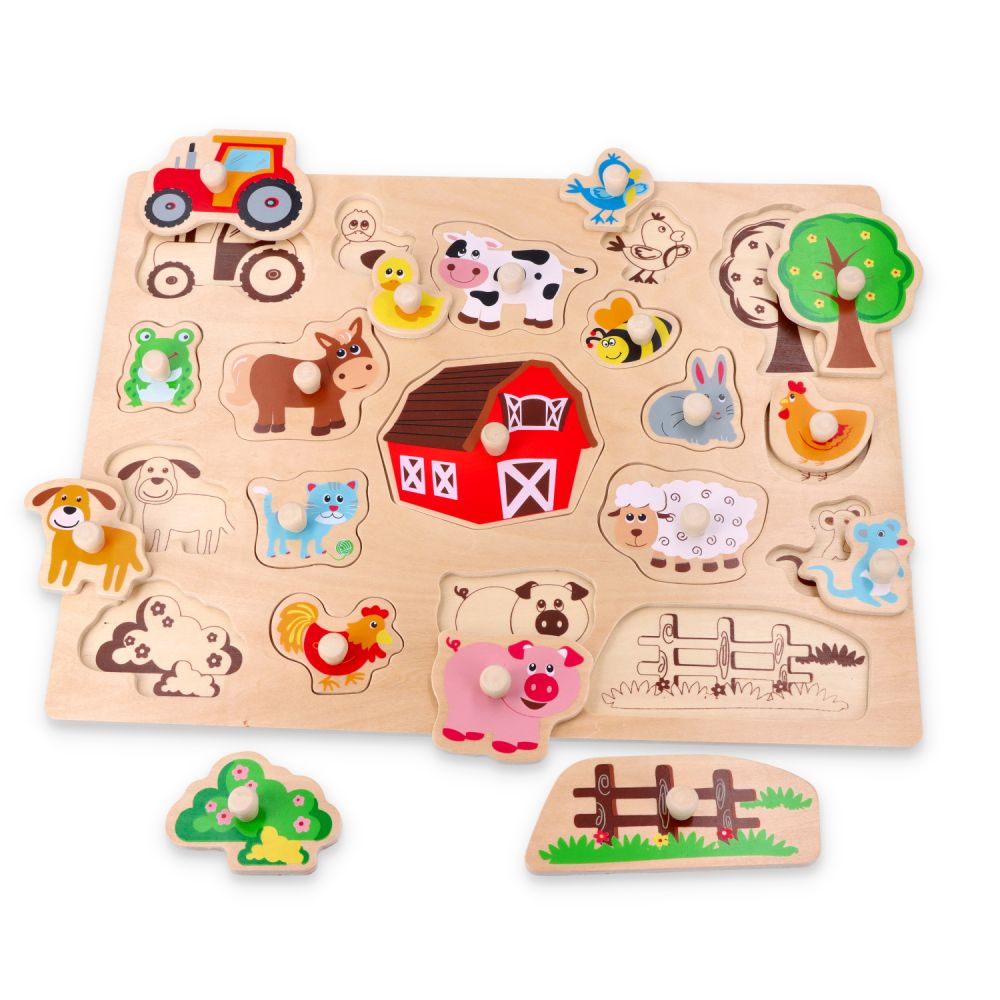 Lelin Edukačný vkladačka, puzzle - Farma s traktorom velká