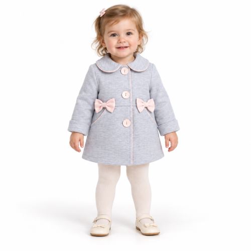 Baby Nellys Kojenecký bavlněný  kabátek s mašličkami, šedý (1)