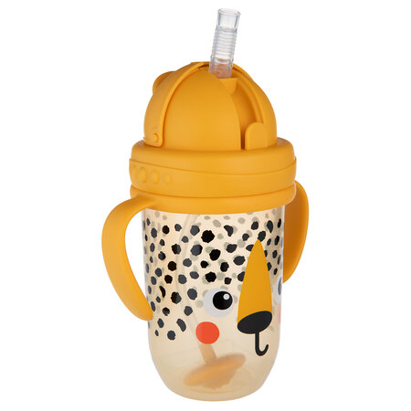 Canpol babies Nevylievací hrnček so slamkou a závažím BabiesBoo 270 ml Gepard