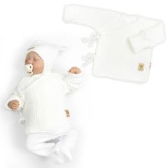 Kojenecký svetřík, rostoucí, na zavazování na boku - bílá