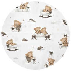 Oteplená zavinovacia deka s kapucňou, minky, 90 x 90 cm - Medvedíky, béžová (5)