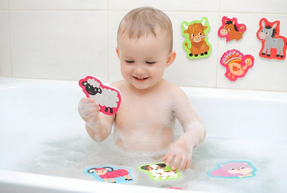 Buddy & Barney Penové puzzle do vane Farma, 18 ks