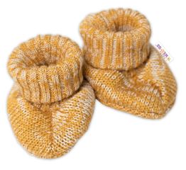 Baby Nellys Pletené botičky/capáčky STAR Hand Made, medové žihané
