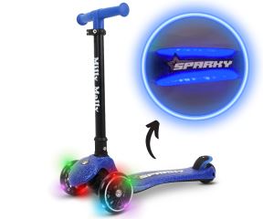 Detská kolobežka SPARKY LED trojkolová – svietiace kolieska, nastaviteľná, modrá Detská kolobežka SPARKY LED trojkolová – svietiace kolieska, nastaviteľná, modrá