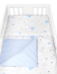 Obliečky do postieľky, bavlna 2D sada Baby Nellys, I love Boy, modrá/biela