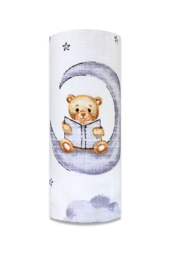 Plienka tetra 70×80 cm Basic, 100% bavlna, Medvedík a mesiac - 1 ks