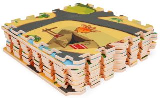 ECO TOYS Detské penové puzzle 93,5x93,5cm, hracia deka, podložka na zem Safari, 9 dielov (2)