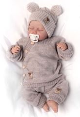 Dětský pletený svetřík s knoflíčky, zap. bokem, Hand Made Baby Nellys, béžový (1)