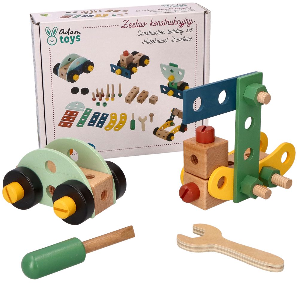 Drevená konštrukčná sada pre deti, 40 dielov Adam Toys