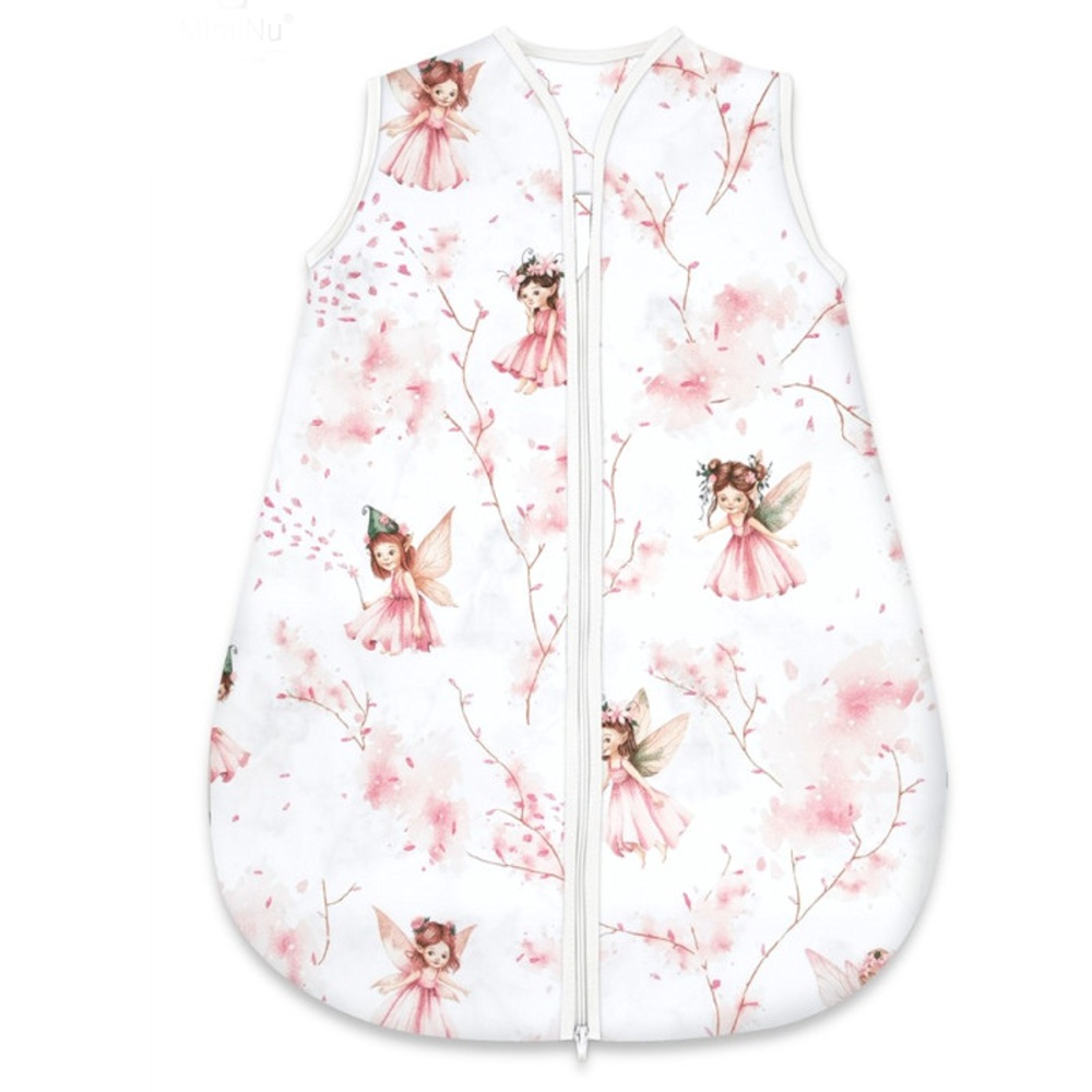 Spací vak, bavlna, celoročná na zips 74 cm, Elfí víla - biela/růžová