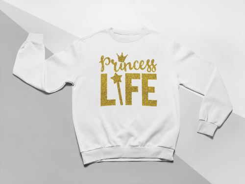 KIDSBEE Moderní dětská dívčí mikina Princess Life - bílá