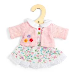 Bigjigs Toys Kvetinové ružové šaty a svetrík pre bábiku 28 cm (1)