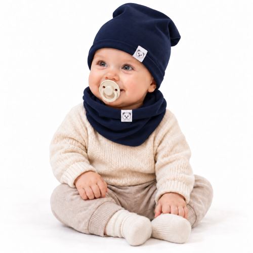 Čepice s nákrčníkem bavlna, Little Bear, Baby Nellys, granátová
