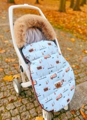 Baby Nellys Detský fusak maxi PREMIUM Stroje, modrý - 110 x 50 cm (2)