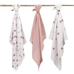 Mušelínové plienky BabyOno, Super Soft ružové, 100% bavlna, 3 ks x 70x70 cm, Flowers (2)