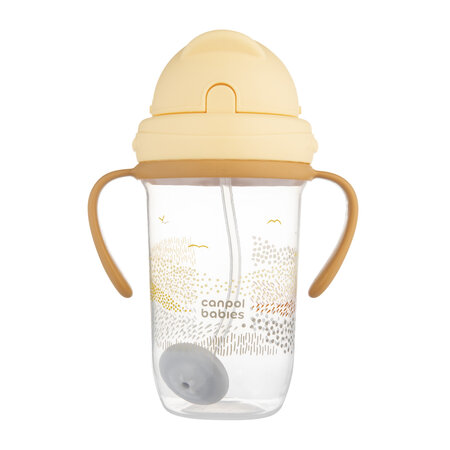 Detský hrnček so slamkou a závažím,  270 ml, Hory, krém