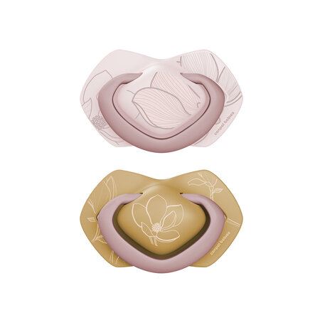 Cumlík Light Touch 0–6 m silikónový symetrický 2 ks GOLD Pink – ortodontický, BPA free