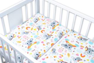Baby Nellys 3-dílná sada Mantinel s povlečením - Koala a duha, bílá (1)