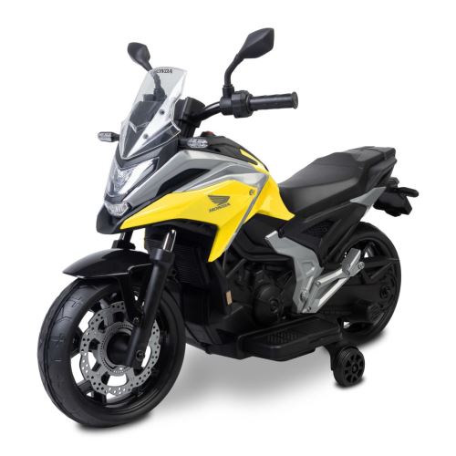 Elektrická motorka Honda NC750X pre deti – LED, USB, 3-8 rokov, žltá, čierna