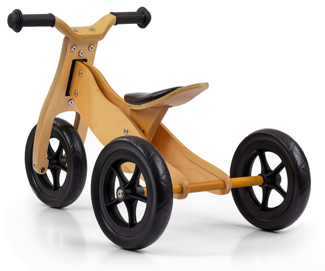 Drevené odrážadlo Cool Milly Mally 2v1 – trojkolka aj bicykel, prírodné