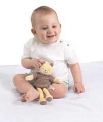 CHICCO plyšový medvedík s hrkálkou My Sweet Doudou. béžový (1)