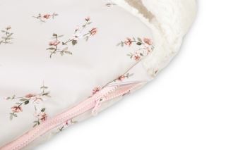 Teplý fusak do autosedačky a kočíka, vodoodolný Flowers, kapucňa s uškami, krém (3)