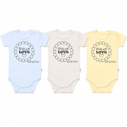 Komplet 3x body Made with love BOY Baby Nellys, modré, žlté, béžové