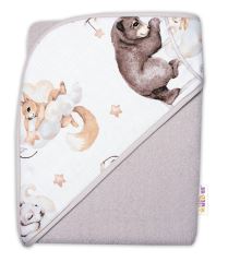 6-ti dílná výhod. sada s dárkem pro miminko Baby Nellys, 120x90 Zvířátka na mráčku, béžová (1)