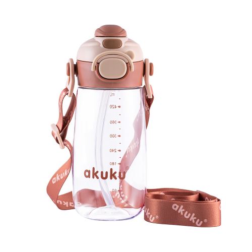 Detská fľaša na pitie so slamkou, bidon 480 ml Mocha – do školy, na šport aj výlety