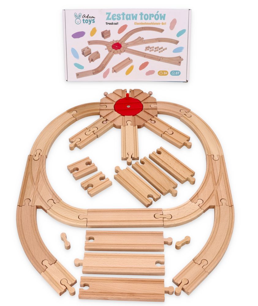 Drevená súprava koľajníc, 37 dielov – Adam Toys