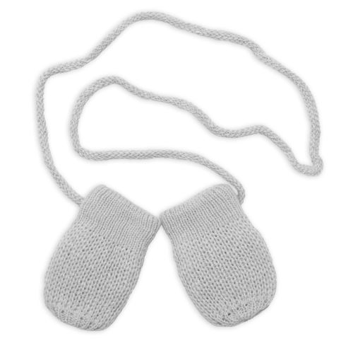 BABY NELLYS Zimné pletené dojčenské rukavičky - sv. šedé (1)
