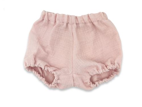 Mušelínové kraťasky NATURE - pudrově růžové, vel. S, 0-12m