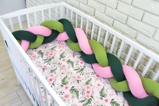 Baby Nellys Mantinel pletený vrkoč - zelená, ružová