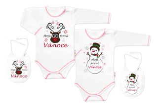 Baby Nellys Body dlouhý rukáv Moje první Vánoce, Sob, bílé (1)