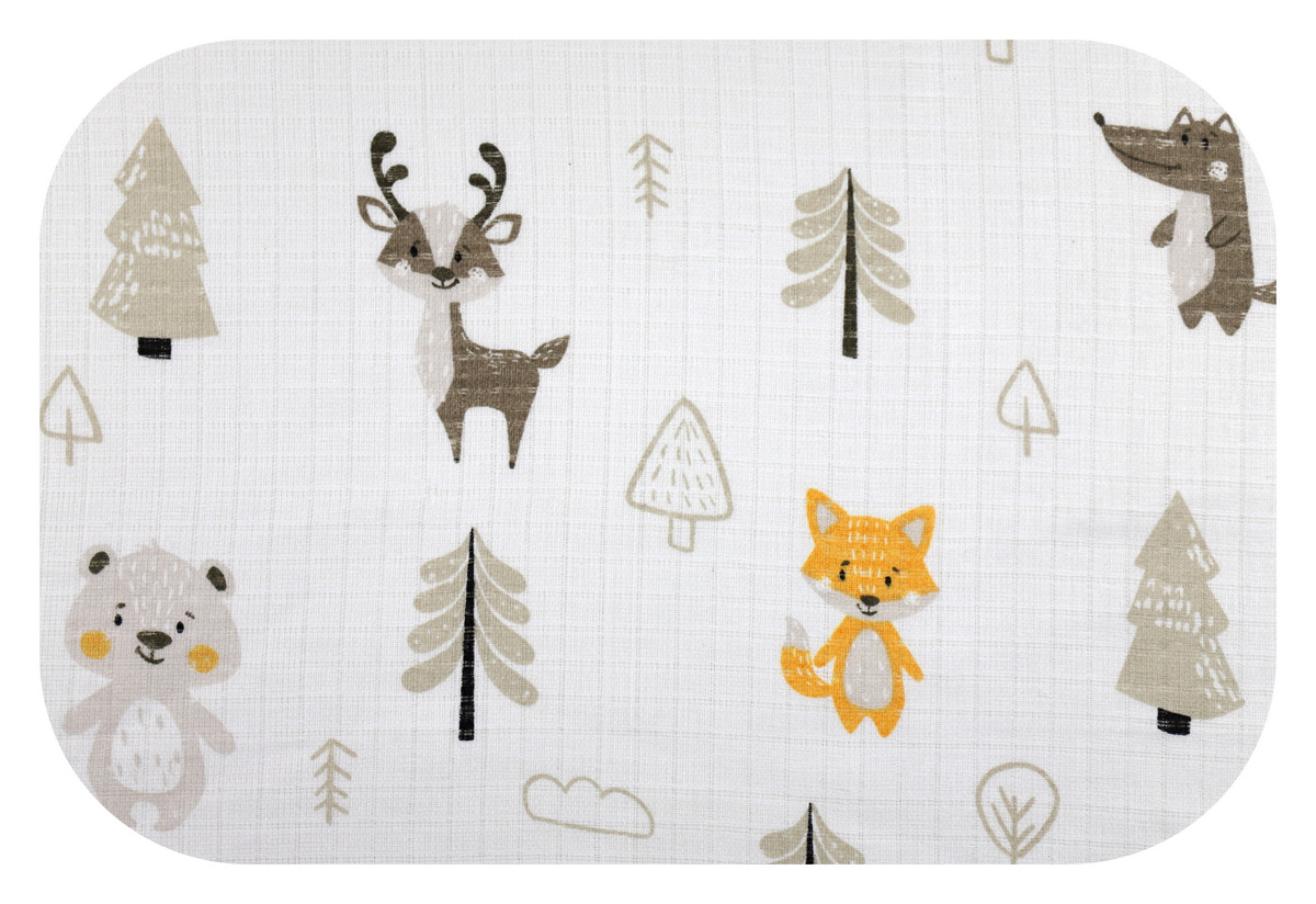 Tetrová plienka 70×80 cm Basic, 100% bavlna, Lesné zvieratká - 1 ks