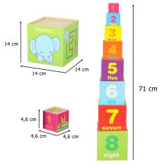Drevená edukačná veža XXL – vkladačka tvarov, 71 cm, Tulimi (14)