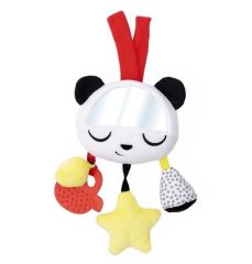 Senzorická záveska Panda do kočíka s hryzátkom a zrkadielkom, Montessori (1)