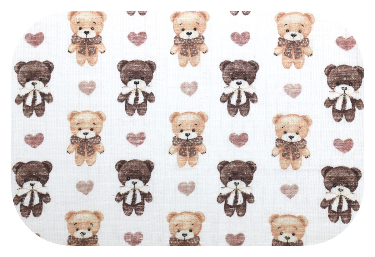Tetrová plienka 70×80 cm Basic, 100% bavlna, Teddy Love, béžová - 1ks
