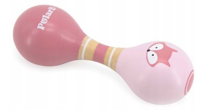 Viga Toys Drevená dvojitá rumba guľa, Liška - ružová